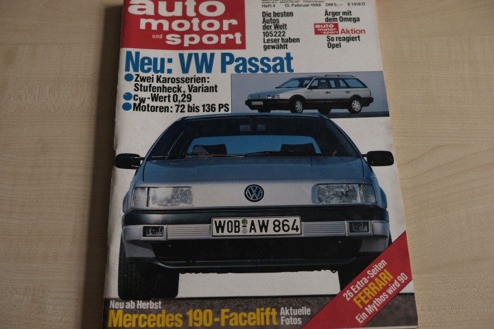 Deckblatt Auto Motor und Sport (04/1988)